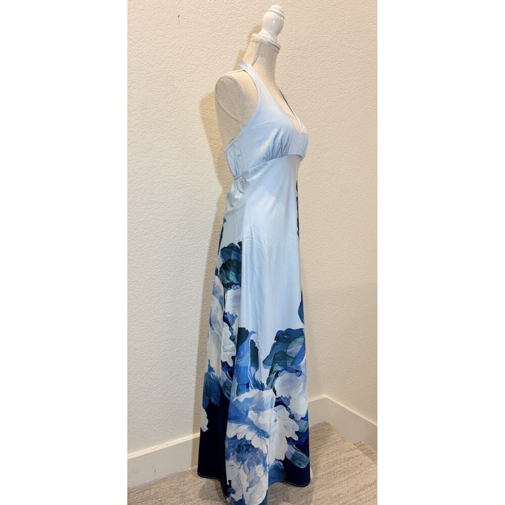 Thirty Thirty Women Exploded Floral Printed Halter V-Neck Maxi Dress. Size M - Picture 2 of 9